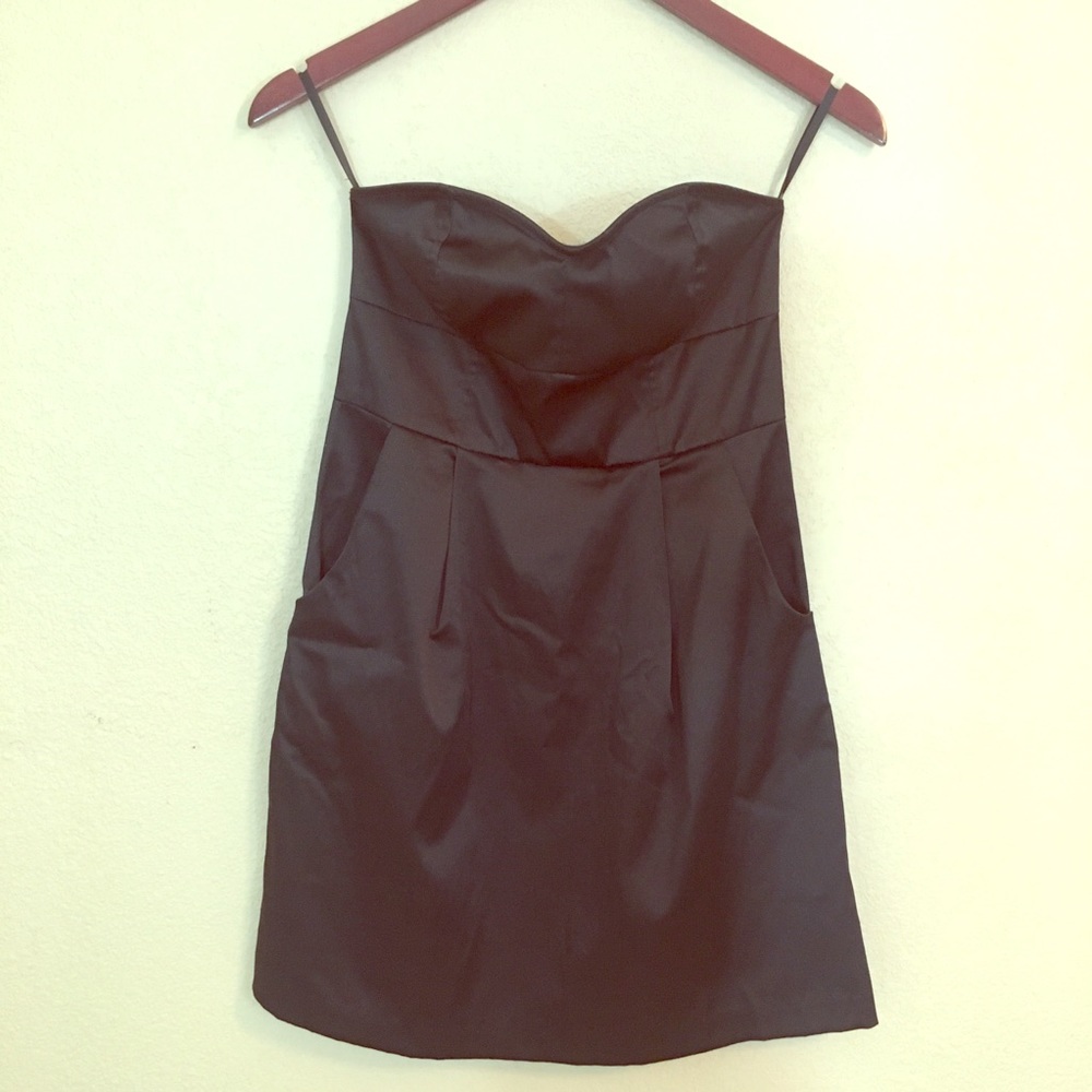 Silence + noise silky strapless black dress small